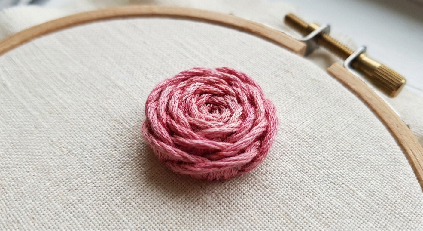 Woven Wheel Rose Stitch