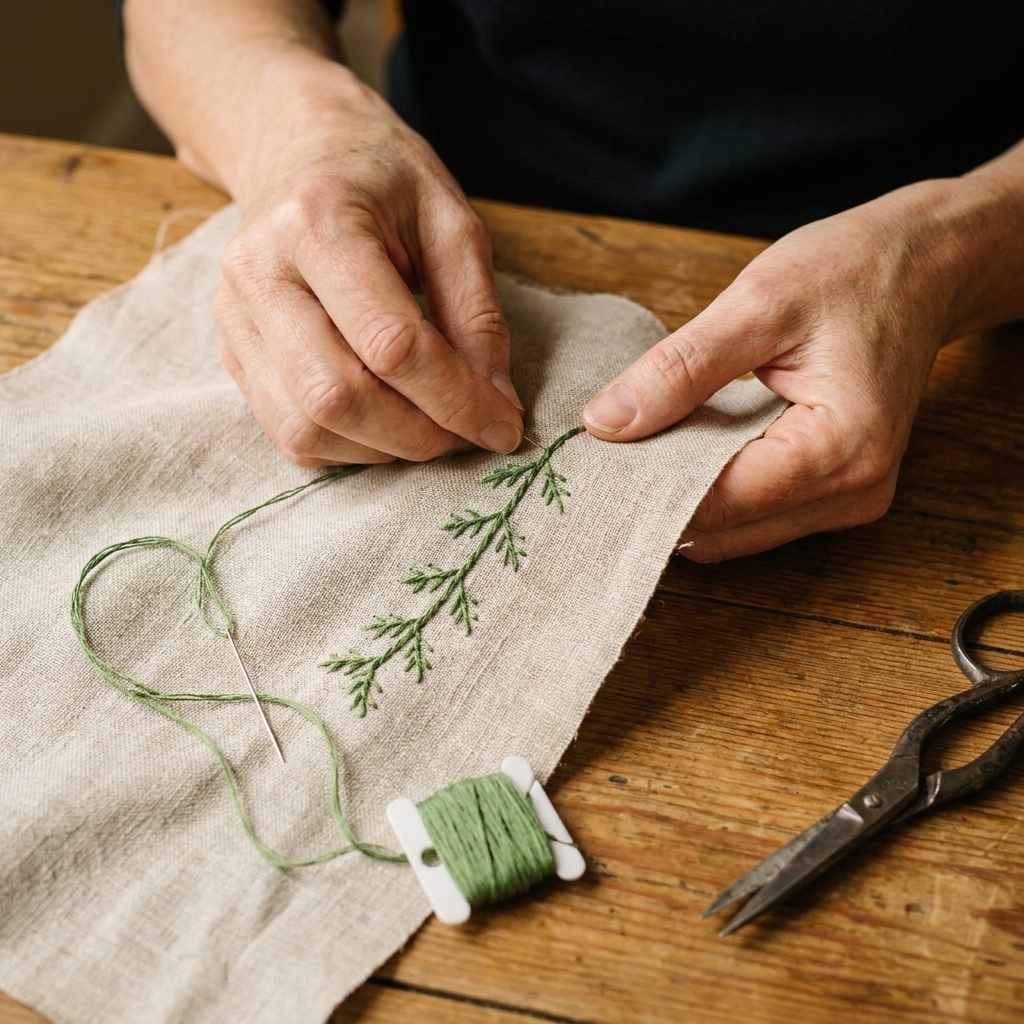 Feather Stitch and Fly Stitch