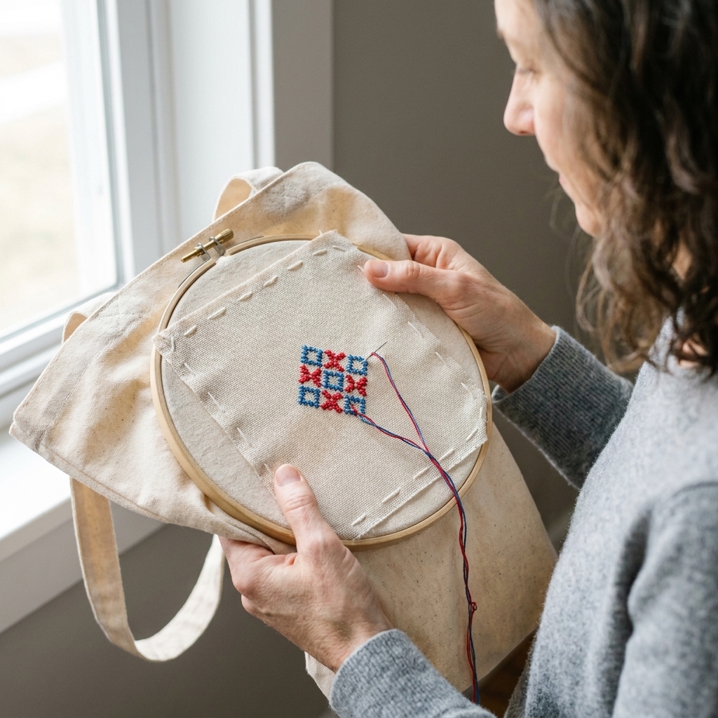 Cross Stitch a Tote Bag With Waste Canvas